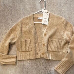 Zara Beige Knit Cardigan with Buttons